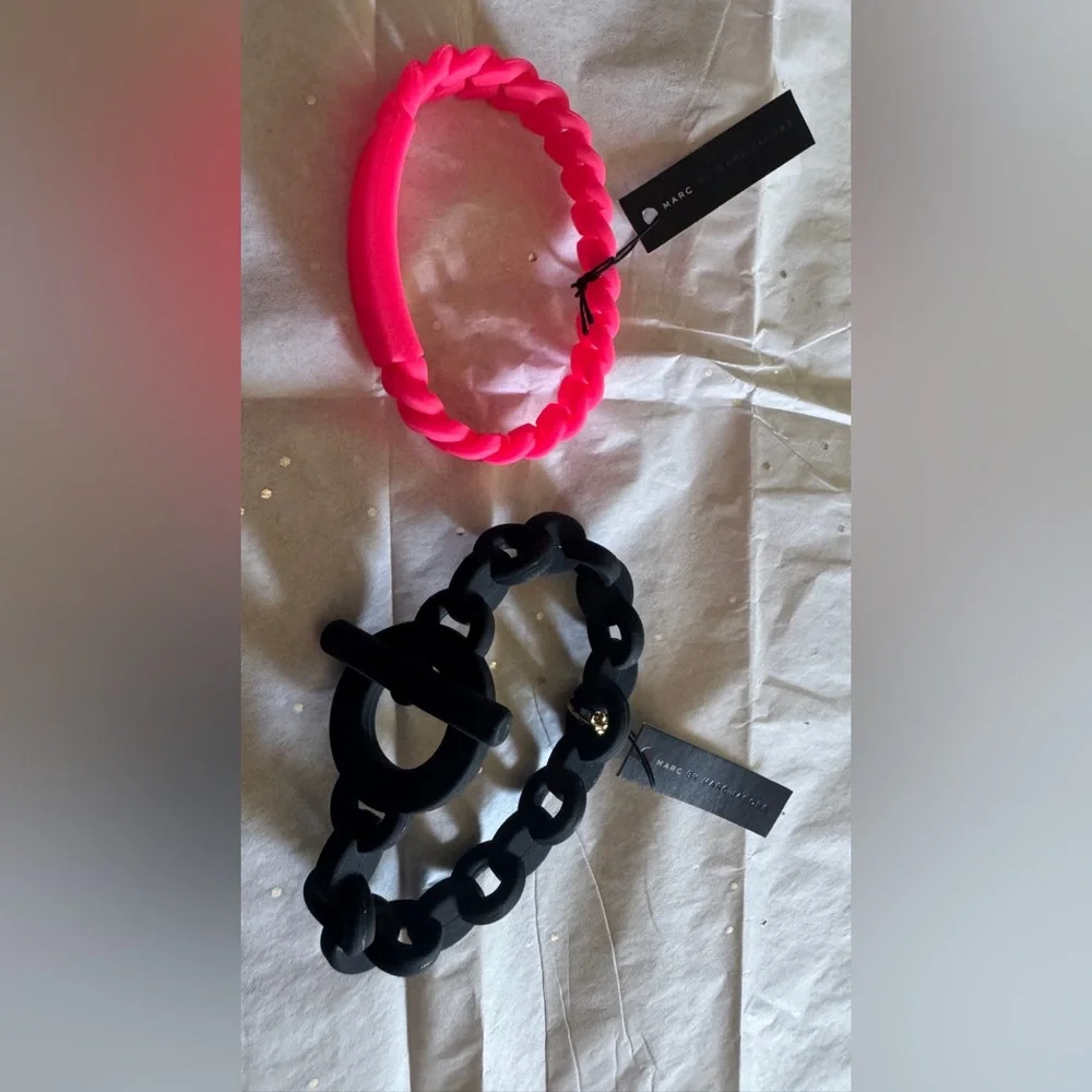 Marc by Marc Jacobs Neon Pink and Black Cord bracelet set - Picture 1 of 4